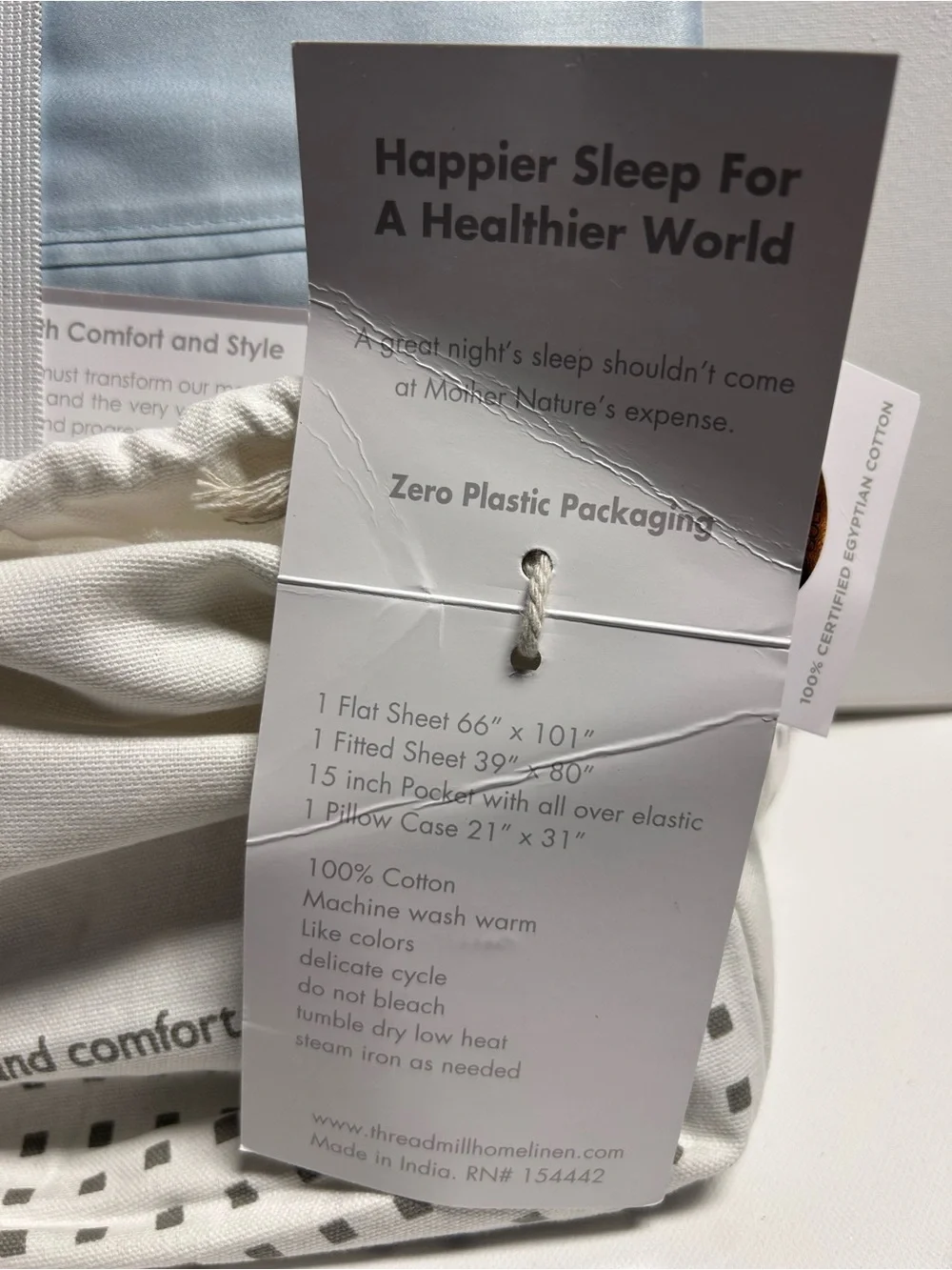 Threadmill Home Linen Twin XL sheet set 100% certified Egyptian cotton Sky blue